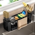 thumbnail image 1 of Pisexur Sponge Kitchen Sink Caddy Organizer Brush Sink Sponge With Auto Draining Tray Black, 1 of 8