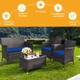 thumbnail image 4 of Patiojoy 4-Piece Patio Rattan Wicker Furniture Set Sofa Chair Table Set w/ Navy Cushions, 4 of 9