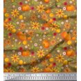 thumbnail image 1 of Soimoi Polyester Crepe Fabric Leaves,Floral & Pumpkin Vegetable Print Fabric by Yard 52 Inch Wide, 1 of 3