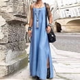 thumbnail image 1 of QTBIUQ Robe Tube en Denim Ample à Bretelles pour Femmes, Jupe Longue Fendue, 1 of 4
