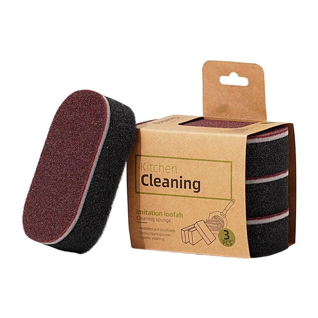 Piwvid 1/2/3/4 Pack Emery Magic Wipe Sponge, Emery Sponge Brush Eraser Scrub, Pot Scrubber Scouring Pad Kitchen Magic Cleaning Sponge for Removing Rust Cleaning Pots and Pans