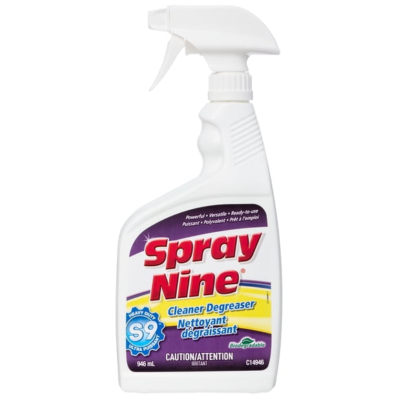 Spray Nine S9 Nettoyant dégraissant puissant 946 mL, puissance professionnelle, nettoyant polyvalent, pour la maison, le garage et les outils