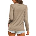 thumbnail image 5 of LUXUR T-shirt Femme Col Rond Tee-Shirt Couleur Unie Pull Décontracté Manches Longues Khaki m, 5 of 5