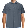 thumbnail image 1 of cfhntfmh Short Sleeve Shirts for Men Button down Summer Casual Collared V Neck Tops Solid Color Beach Blouses, 1 of 5