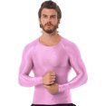 thumbnail image 1 of Jhaoyu Men's Glossy Long Sleeve Compression Shirts Athletic Workout Sports Rash Guard Undershirt Pink L, 1 of 6