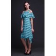 thumbnail image 4 of Bimba Robe à Volants Imprimée Géométrique Bleue pour Femmes Épaules Dénudées - Moyen, 4 of 6