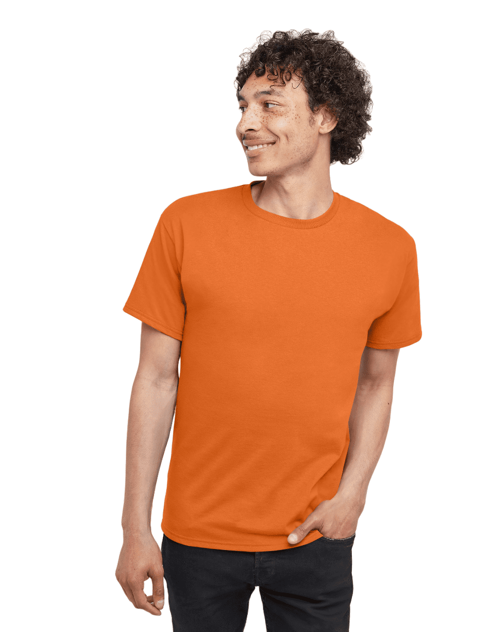 Hanes Mens Essentials Short Sleeve Cotton T-Shirt, S, Safety Orange