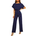 thumbnail image 2 of Coloody Women's Scoop Neck Jumpsuit, Solid, Plus Size, 2 of 5
