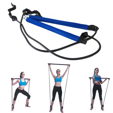 Youkk Random Color Portable Pilates Bar Gym Stick Yoga Exercise Bar Pilates Trainer Fitness Rod with Foot Loop