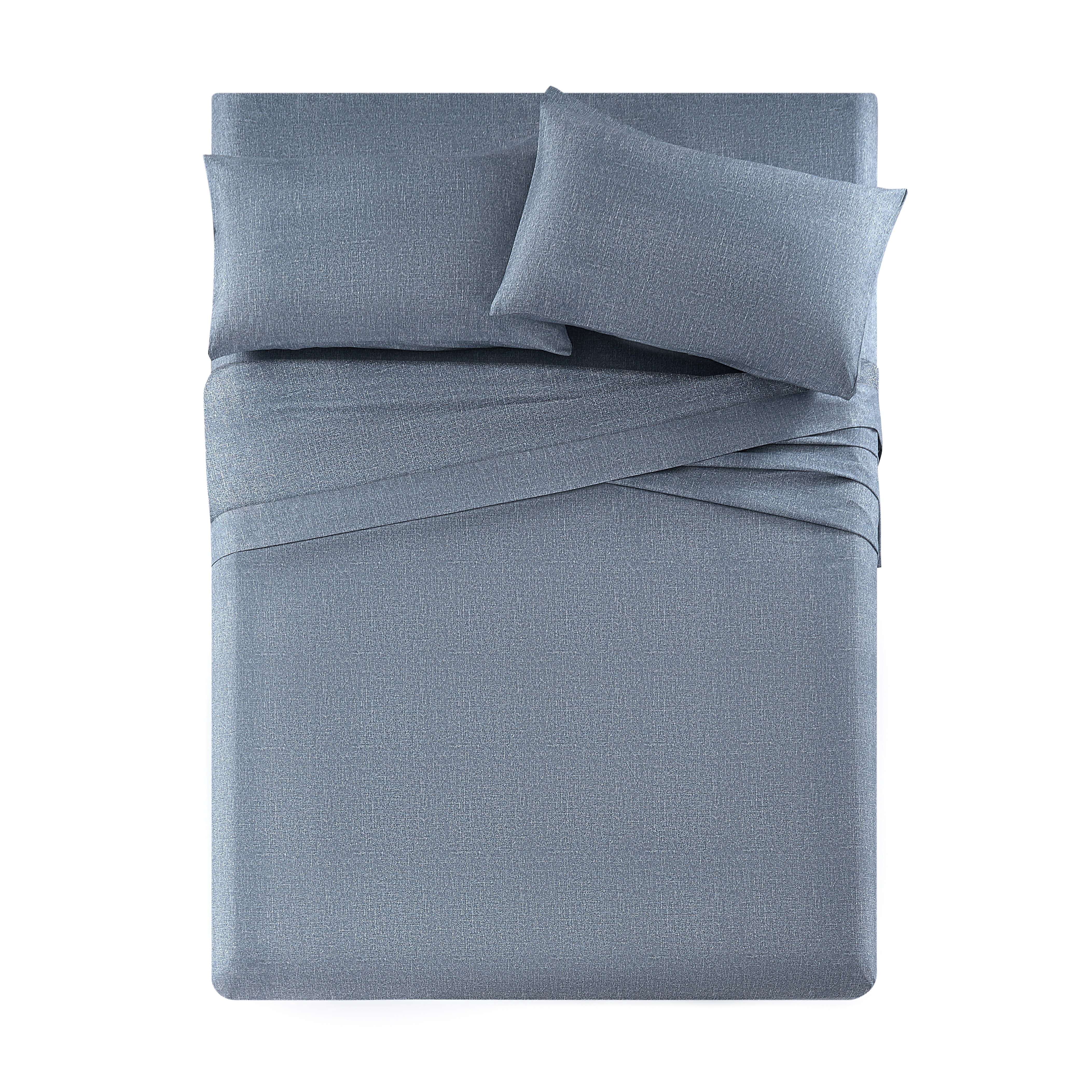 Mainstays Kids Microfiber Bed Sheet Set, Full,Blue Day, 4 Pieces