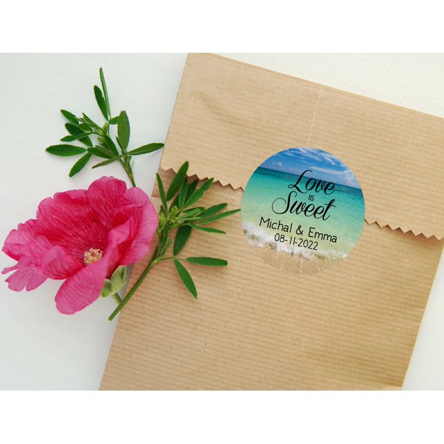 Darling Souvenir MADE WITH LOVE OceanTheme - 2" CustomStickersPremium 80 Self-AdhesiveRoundLabels, Personalized Wedding Party FavorStickers/RoundEnvelope Seal