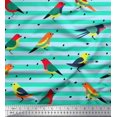 thumbnail image 3 of Soimoi Green Rayon Fabric Stripe & Bird Print Sewing Fabric Yard 58 Inch Wide, 3 of 3