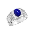 thumbnail image 3 of RYLOS Men's Rings Sterling Silver Designer Nugget Ring Oval 9X7MM Gemstone & Diamonds  Lapis Lazuli September Birthstone Rings For Man Size 11, 3 of 7