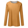 thumbnail image 4 of Timegard Womens Tops Long Sleeve Round Neck Solid Color Basic Tee Fall Casual Comfy Loose Tops Blouse, 4 of 5