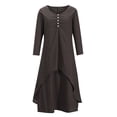 thumbnail image 4 of Robes pour Filles Mode pour Femmes Grande Taille Robe Longue Unie à Col Rond Manches Longues Boutons Robe en Liquidation, 4 of 8