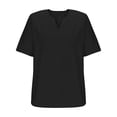 thumbnail image 2 of Shirts for Men, Mens Solid Color Round Neck Irregular Pullover Short Sleeve V-neck Blouses Shirts, 2 of 5