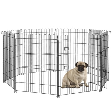 PawHut Parc pour Chien, Enclos de Jeu pour Chiot, Clôtures d'Exercice pour Animaux de Compagnie pour l'Extérieur et l'Intérieur, Chenil Pliable pour Chien, 30 Pieds' H