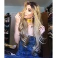 thumbnail image 3 of Women Gradient Blond Long Curly Wig Synthetic Wavy Hair Heat Resistant Wig, 3 of 10