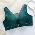 thumbnail image 2 of Virmaxy Soutien-Gorge Sans Fil pour Femmes, Soutien-Gorge en Dentelle Fine Sexy, Rassemblé Sans Armature, Confortable, Fixe, Ajustable, Collection Poitrine Coton Vert L, 2 of 9
