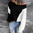 thumbnail image 1 of RKSTN Chandails pour Femmes Automne et Hiver Pull Décontracté Blouse Manches Longues Patchwork Hauts Chandail Chandails Automne, 1 of 7
