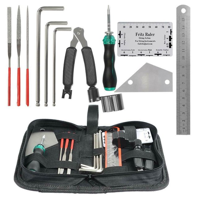 Kit de Réparation de Guitare Kit d'Entretien de Guitare Ensemble d'Outils d'Entretien Accessoires de Nettoyage