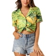 thumbnail image 1 of INSPIRE CHIC Women's Shirts Hawaiian Short Sleeve Tropical Floral Button Down Tops S Green, 1 of 7
