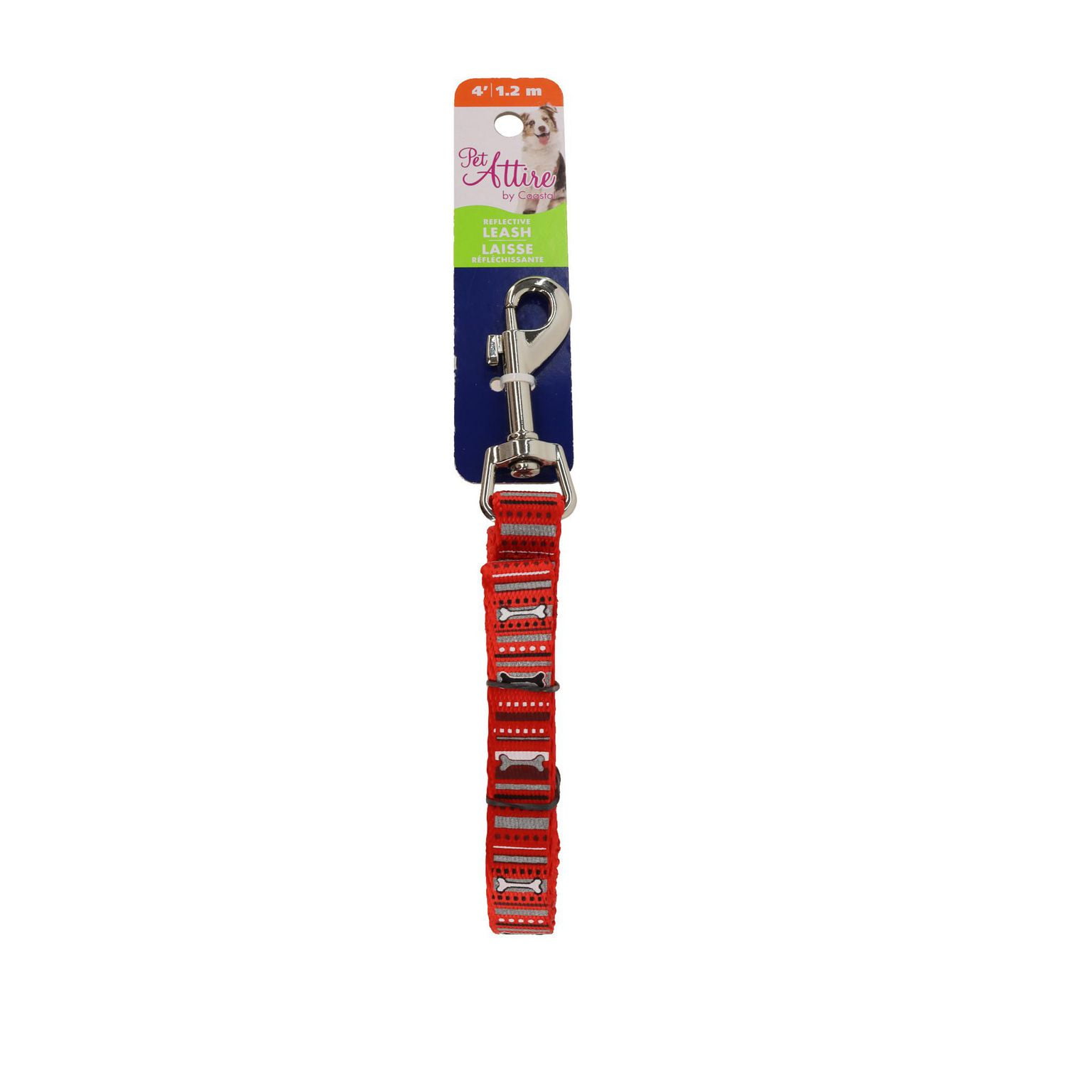Pet Attire by Coastal 5/8 Pouces x 4 Pieds Laisse pour Chien Rouge Réfléchissante