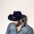thumbnail image 2 of Chapeau de Cowboy Western pour Hommes Protection Solaire Hivernale pour Magasinage Randonnée Pêche Bleu Marine, 2 of 9
