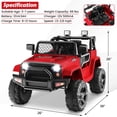 thumbnail image 3 of Costway 12V Kids Ride On Truck Car Electric Vehicle Remote with Music & Light Red, 3 of 10