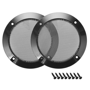 Unique Bargains 2 pcs 4' Speaker Grill Mesh Decorative Circle Woofer Guard Protector Cover Audio Parts Black