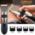 thumbnail image 2 of Tondeuse Électrique 0.8-2.0mm Rechargeable Sans Fil pour Homme, Tondeuse en Céramique LED avec Brosses de Limitation, Gris, 2 of 8
