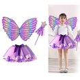 thumbnail image 4 of Girls Butterfly Wing Costume Fancy Dress up Fairy Princess for Photo Props Purple, 4 of 7