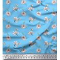thumbnail image 1 of Soimoi Blue Poly Georgette Fabric Leaves & Freesia Floral Fabric Prints By Yard 42 Inch Wide, 1 of 5