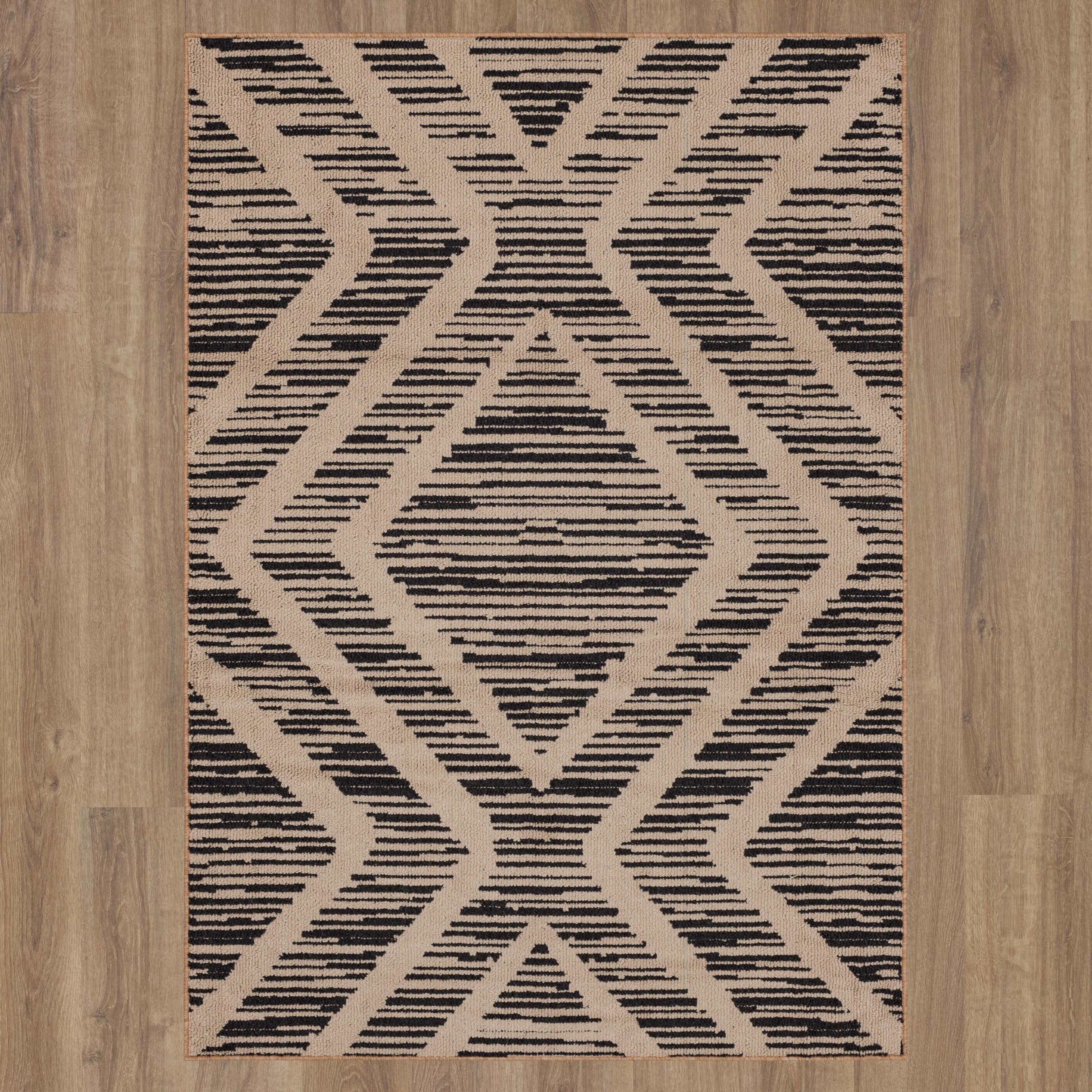 GEOMETRIC Mainstays Modern Geometric Pattern Tufted Grey, Machine Washable Area Rug 5x7, Ideal for Living Room, Dining Area, and Bedroom