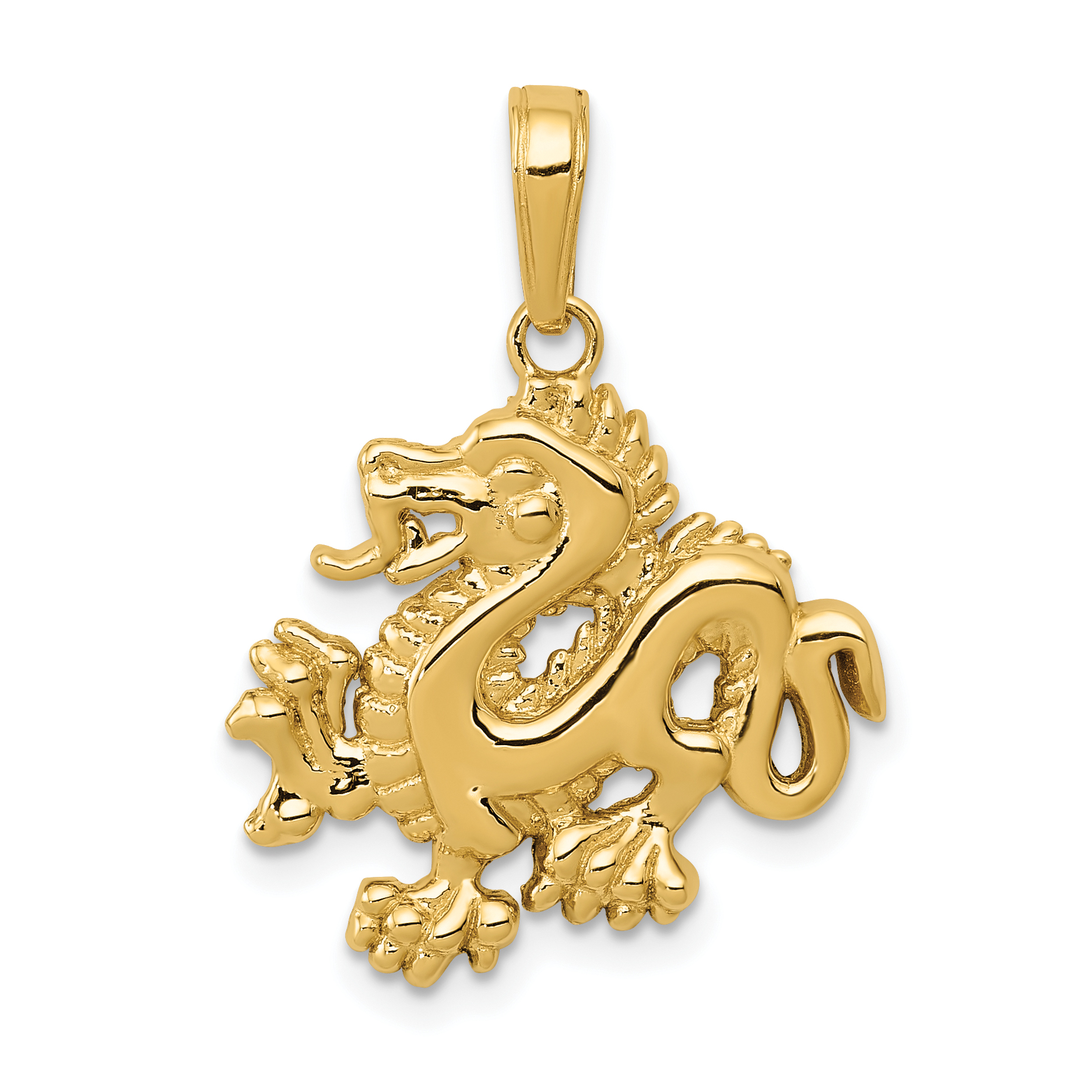 Pendentif Dragon en Or Jaune 14K Poli Massif