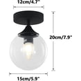 thumbnail image 2 of KCO Lighting Small Clear Glass Globe Flush Mount Ceiling Light, Industrial Black Ceiling Light, Mid Century Hallway Ceiling Lamp, 2 of 8