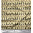 thumbnail image 1 of Soimoi Beige Cotton Jersey Fabric Flower & Rabbit Folk Art Decor Fabric Printed Yard 58 Inch Wide, 1 of 5