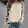 thumbnail image 2 of Yuyuzo 2025 Automne Chandail Sportif Uni pour Femme Décontracté Ample à Col Rond Raglan à Manches Longues Tunique à Enfiler Hauts Beige, 2 of 7