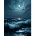 thumbnail image 1 of Qisvanset Sunset Sea Oil Painting Canvas Print 12x16 Inch Lobby Decor, 1 of 8