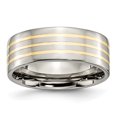 thumbnail image 1 of Bague Anneau Plat en Titane Incrusté Jaune 14k 8 mm Poli Taille 13, 1 of 6