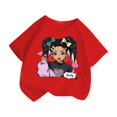 thumbnail image 3 of PMVFHDE T-Shirts à Manches Courtes pour Fille Hauts Mignons pour Fille Hauts d'Été Tendance pour Filles Robe T-Shirt Tendance pour Filles T-Shirt Graphique Mignon pour Fille Col Rond T-Shirt à Manches Courtes d'Été Décontracté Rouge, 3-4 Ans, 3 of 5