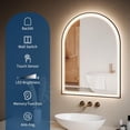thumbnail image 3 of Bingirl 36x24 Inch Arched LED Bathroom Mirror: Black, Anti-Fog, Frontlit and Backlit Dimmable, 3 Color Temperature, Hanging or Leaning, 3 of 7