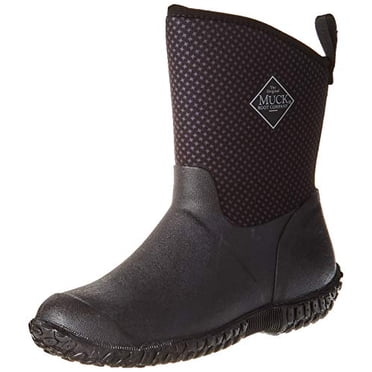 Muck Boot Womens Muckster II Mid Rain Boot, Black/Gray/roses print, 9 Regular US
