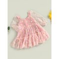 thumbnail image 3 of Fortune Robe Trapèze Princesse pour Bébé Fille Manches Longues en Maille Tulle Robe à Imprimé Marguerites, 3 of 9