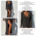 thumbnail image 4 of Womens Deep V Neck Button Down Long Knit Sweater Dress Bodycon Long Sleeves Sweater Maxi Dress, 4 of 6