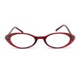 thumbnail image 3 of Lunettes de Lecture pour Femmes à Oeil de Chat Ovales Cloutées de Strass avec Étui Rigide Rouge +1,0, 3 of 4
