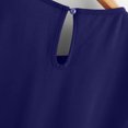 thumbnail image 3 of Chemise Décontractée pour Femme en Chiffon Uni à Manches Courtes et Col Rond, Blouse à Manches Courtes (Bleu Foncé, TG), 3 of 5