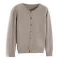 thumbnail image 5 of Yuyuzo Womens Cardigan Sweater Tops Crew Neck Long Sleeve Shirts Solid Color Button down Knitted Clothes, 5 of 5