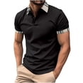 thumbnail image 1 of Men Casual Stripe Printed Button Short Sleeve Turndown Collar Blouse Shirt, 1 of 5