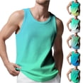 thumbnail image 1 of Sentmoon Mens Tank Tops Summer Sleeveless Crew Neck Mens Workout Shirts Gradient Color Loose Fit Plus Size Running Mens Casual Shirts Hawaii for Layering Under Shirts Green L, 1 of 8